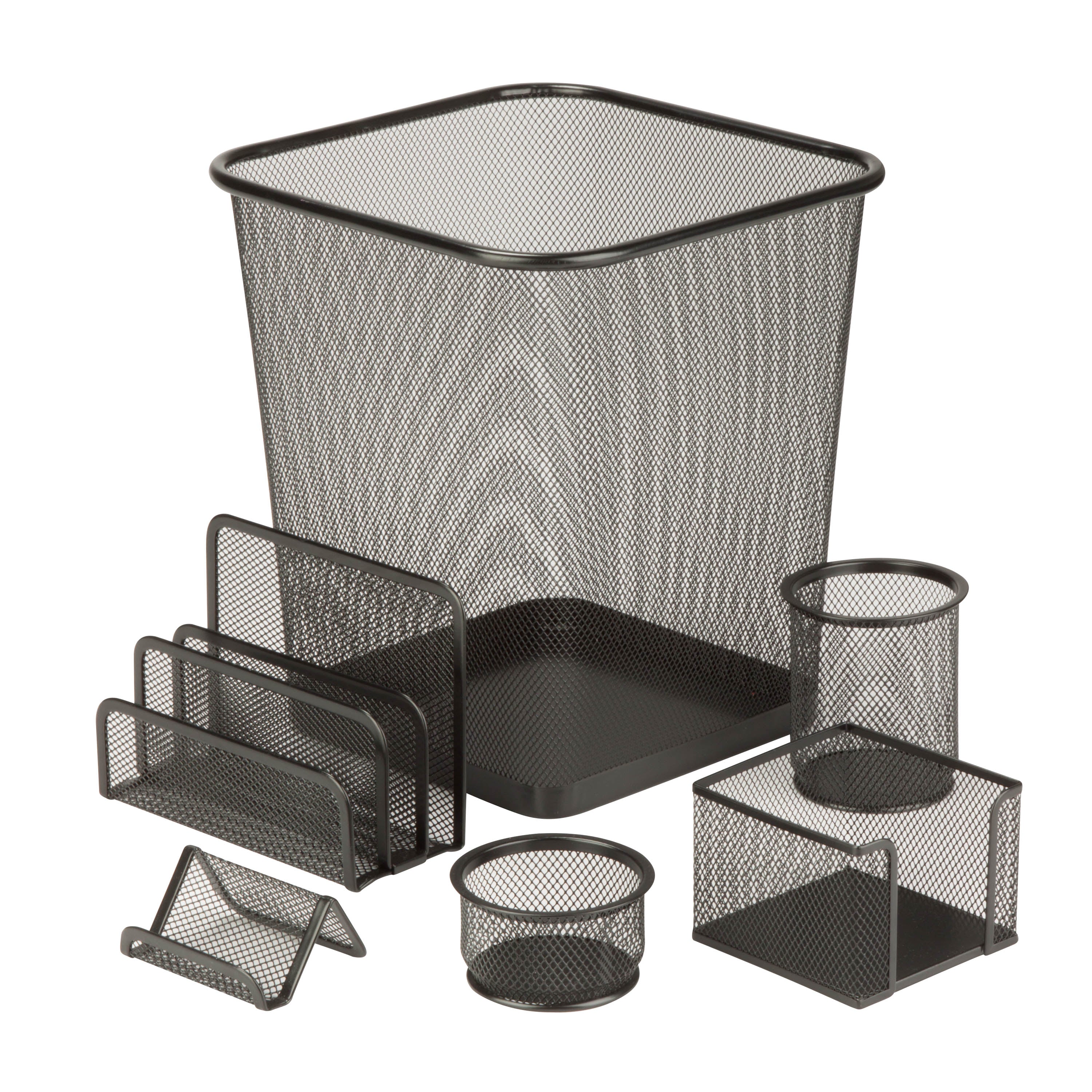  Honey-Can-Do Mesh 6 Piece Desk Set - Silver - Bonton