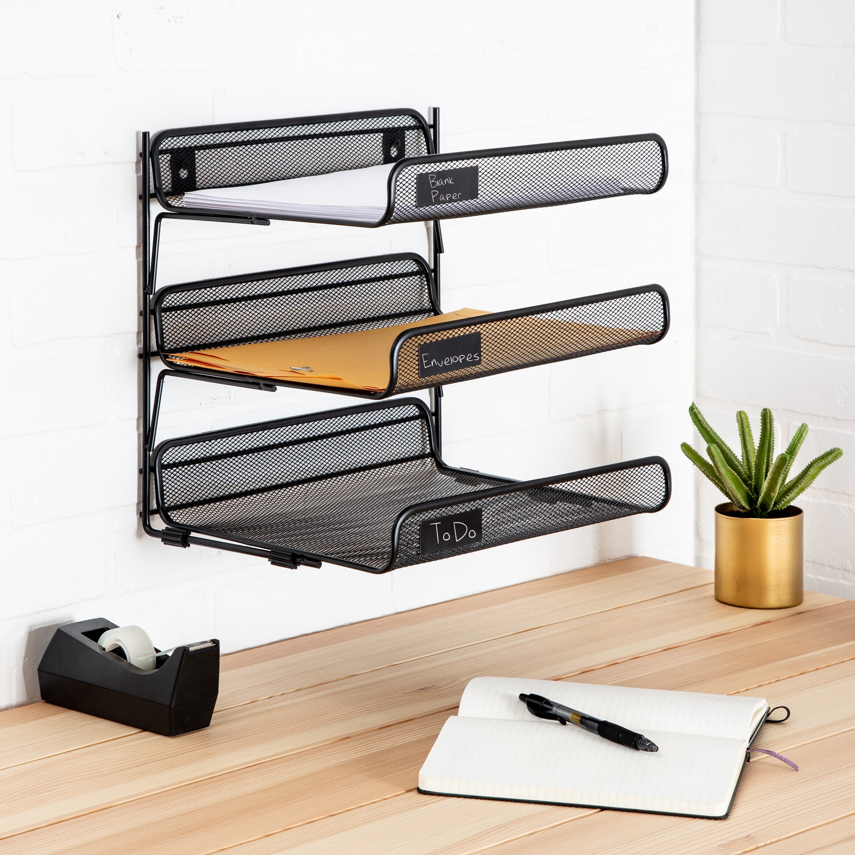  Honey-Can-Do 3-Tier Desktop or Hanging File Organizer - Black - Bonton