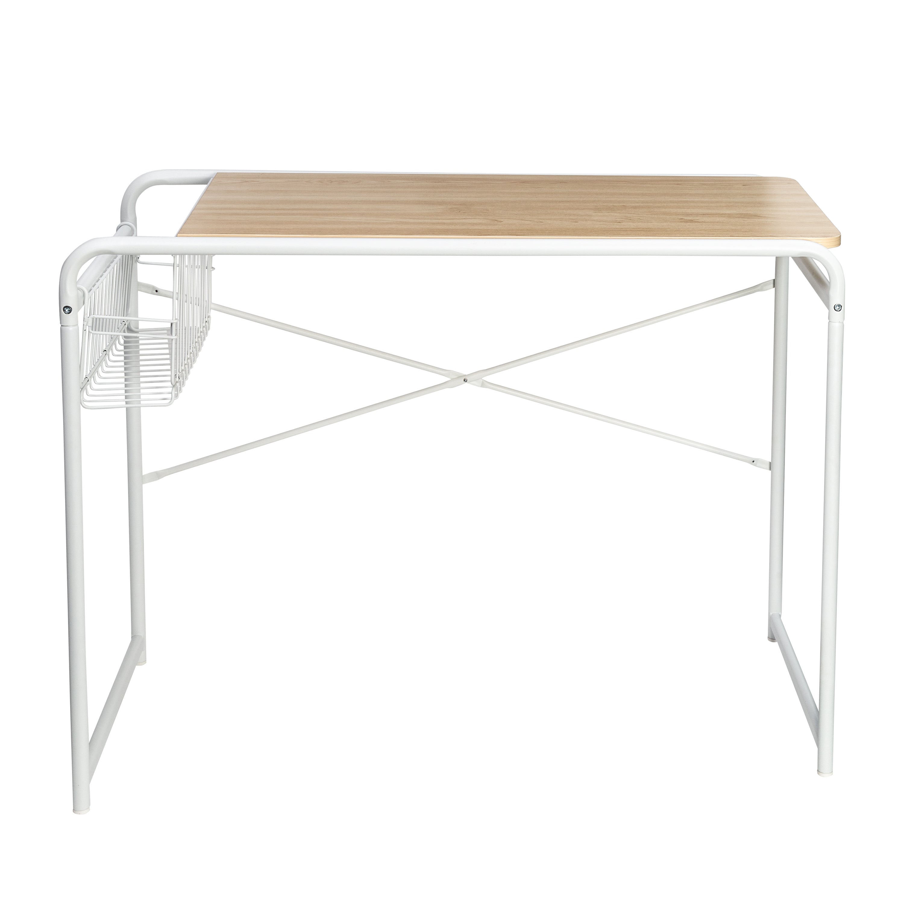  Honey-Can-Do Home Office Computer Desk with Side Basket - White - Bonton