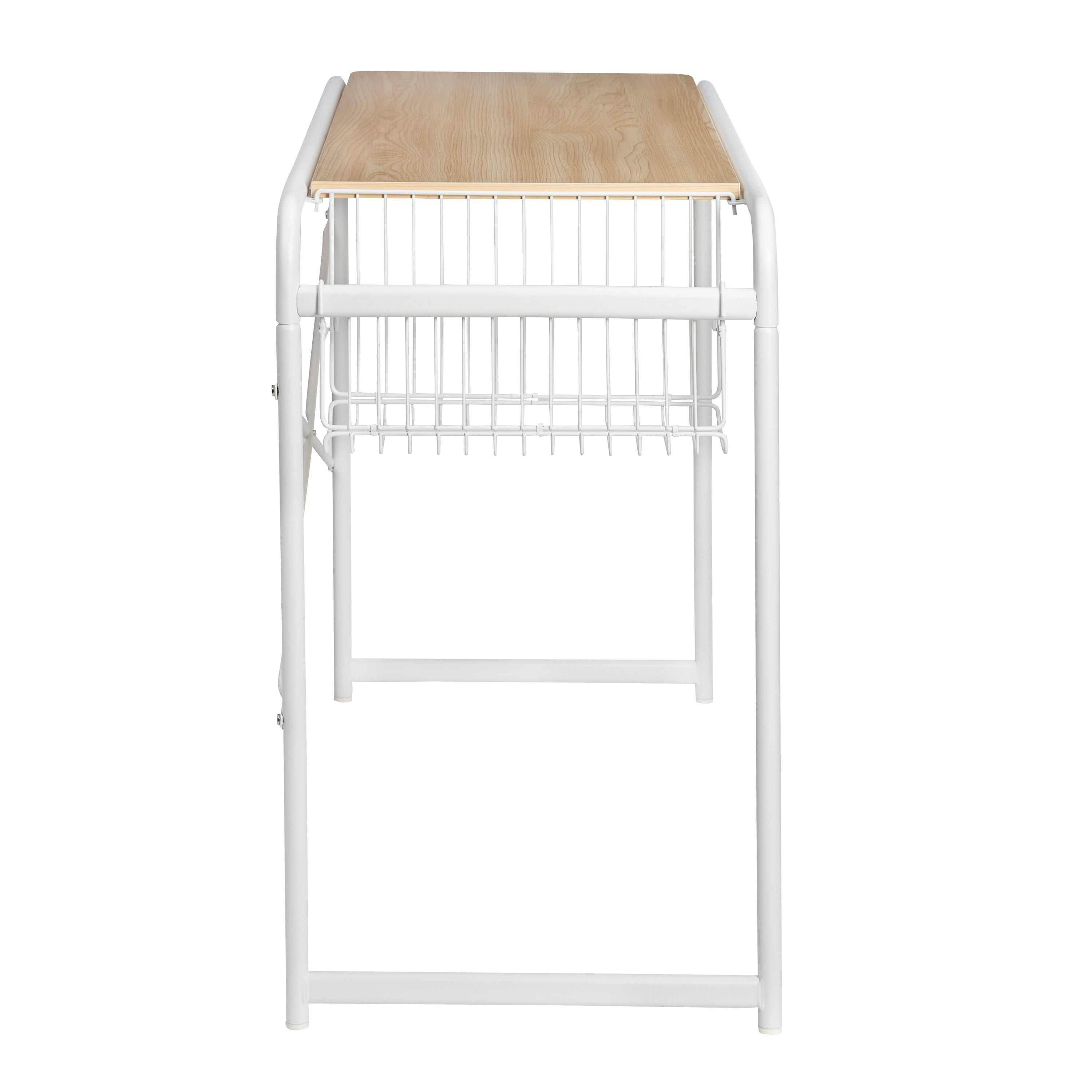  Honey-Can-Do Home Office Computer Desk with Side Basket - White - Bonton