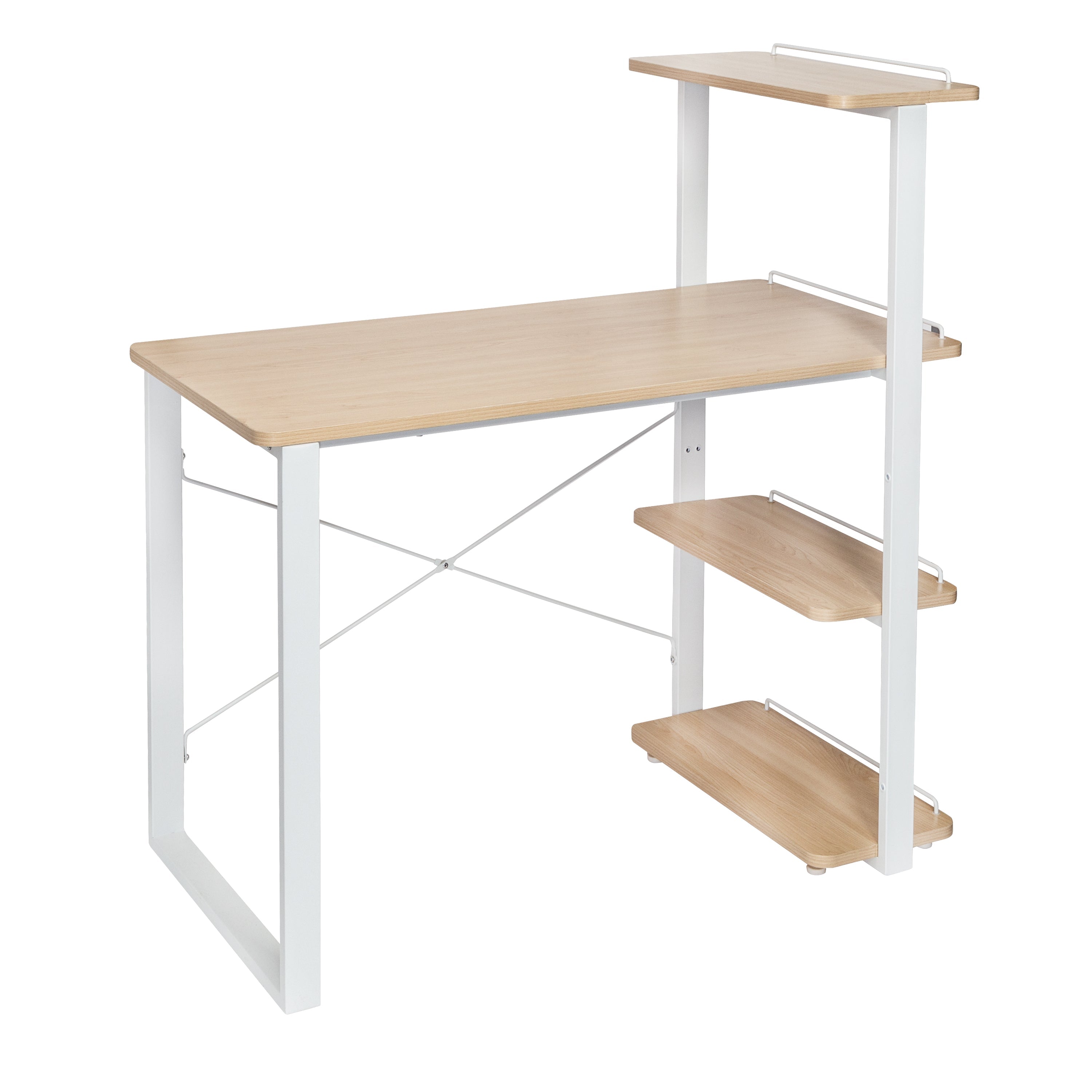  Honey-Can-Do Home Office Computer Desk with Shelves - White - Bonton