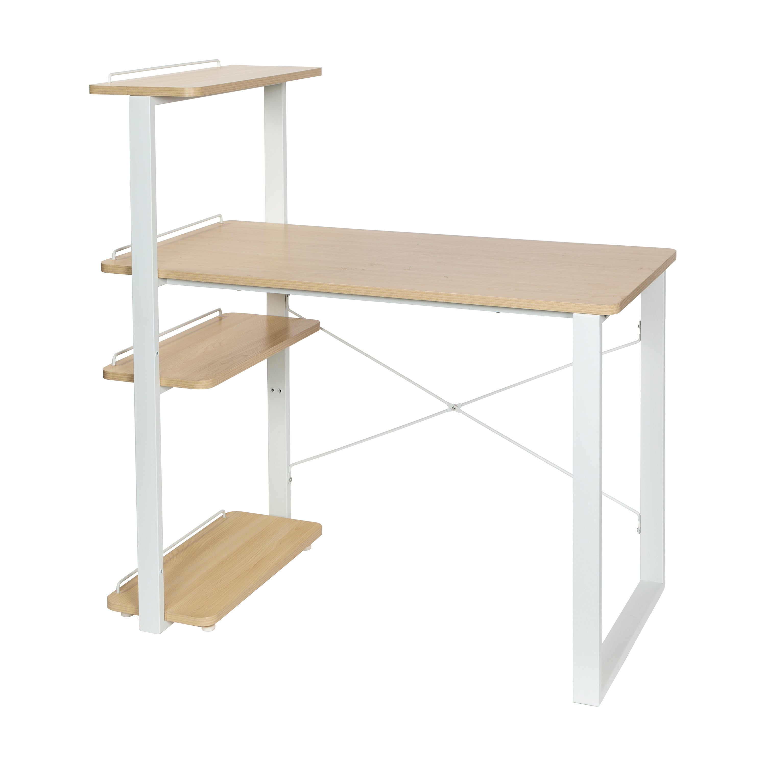  Honey-Can-Do Home Office Computer Desk with Shelves - White - Bonton