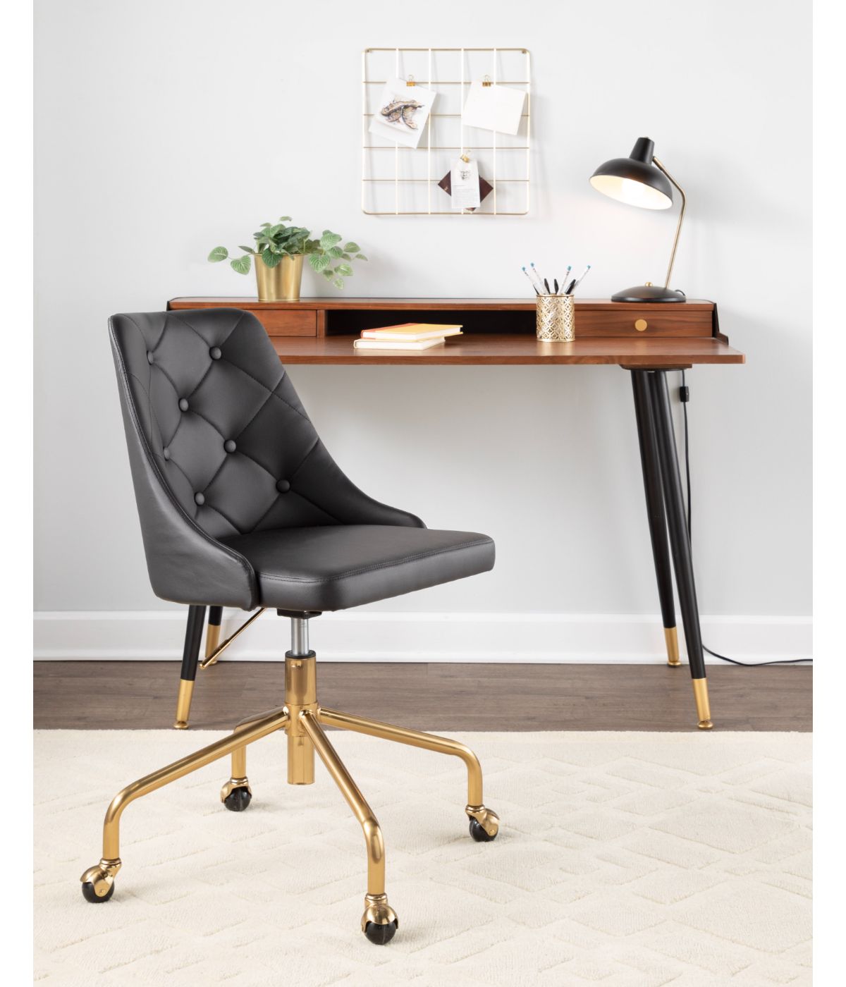  LumiSource Marche Office Chair Gold & Black - Gold & Black - Bonton