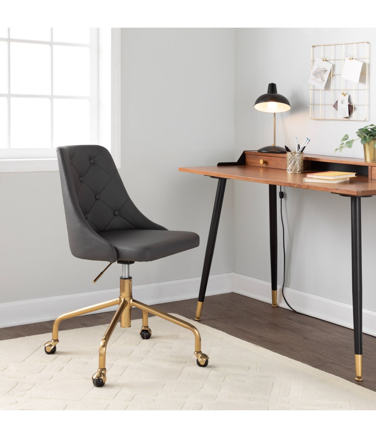  LumiSource Marche Office Chair Gold & Grey - Gold & Grey - Bonton