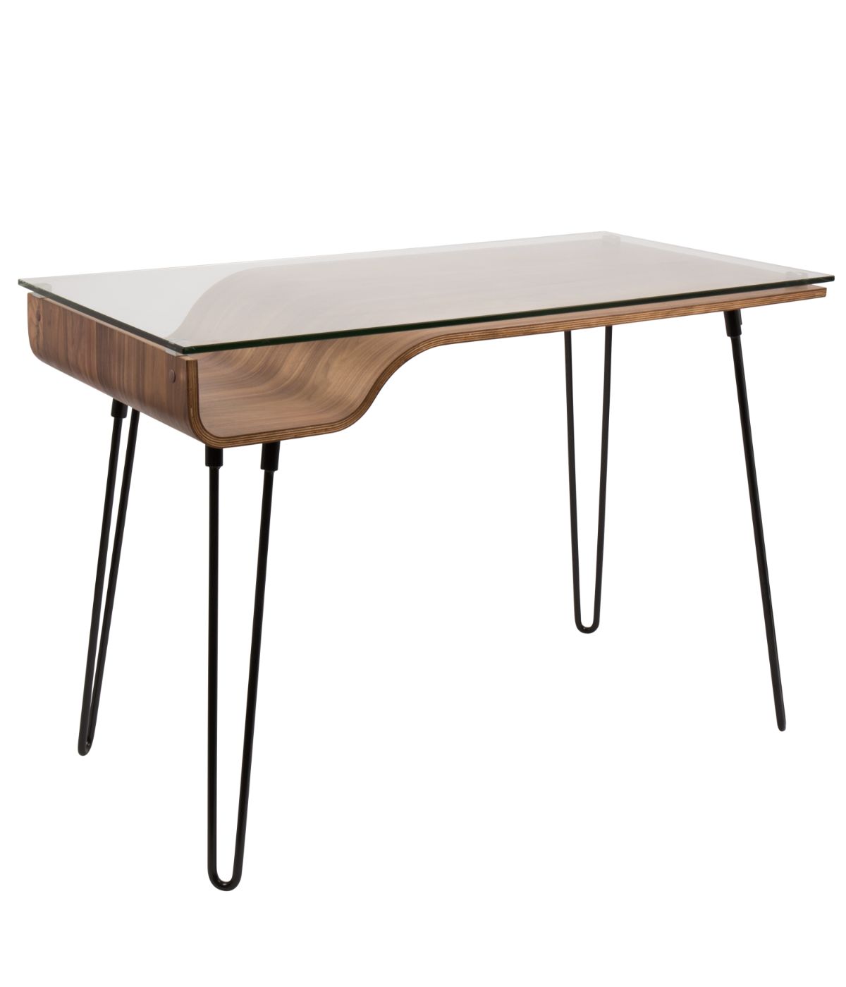  LumiSource Avery Desk Walnut, Clear & Black - Walnut, Clear & Black - Bonton