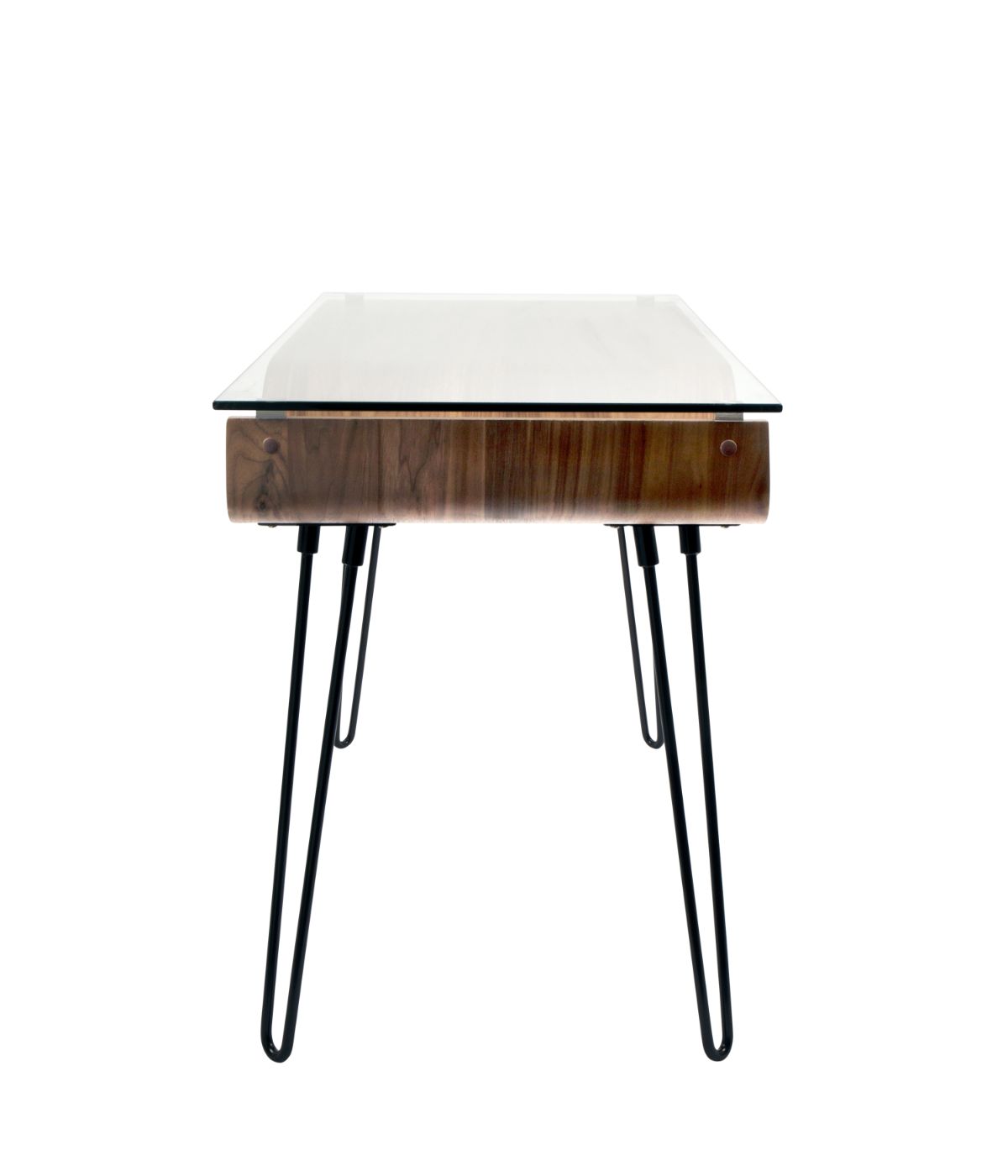  LumiSource Avery Desk Walnut, Clear & Black - Walnut, Clear & Black - Bonton