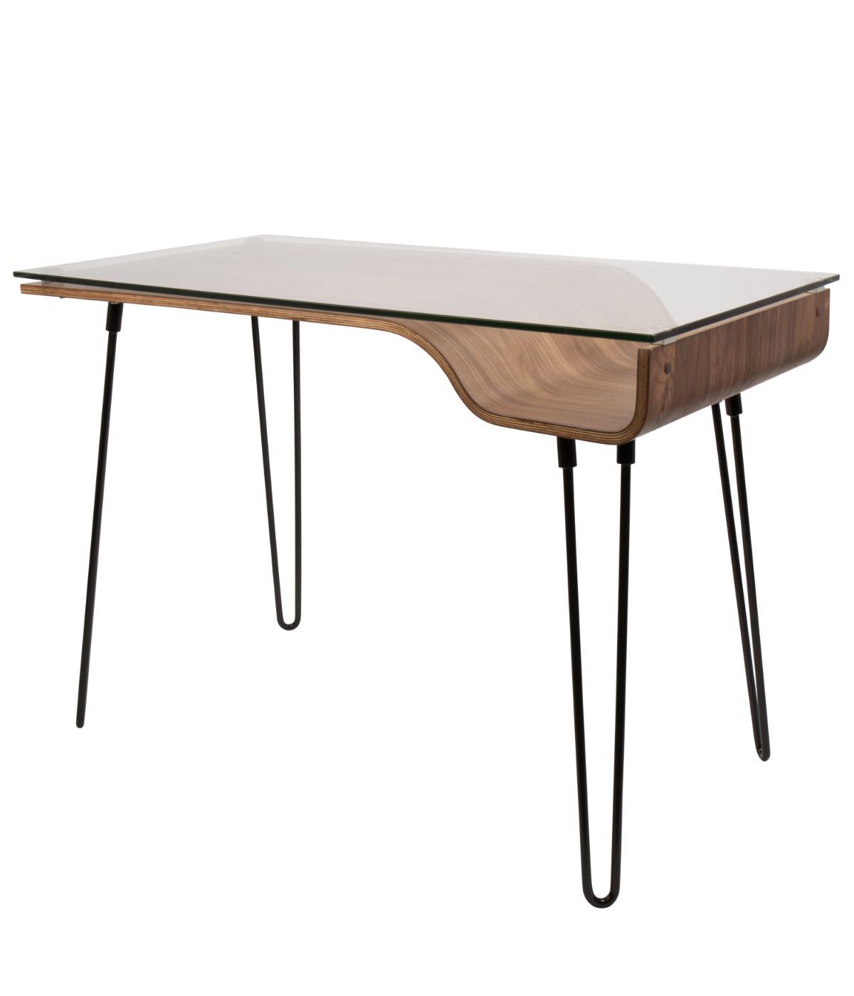  LumiSource Avery Desk Walnut, Clear & Black - Walnut, Clear & Black - Bonton