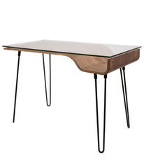 Avery Desk Walnut, Clear & Black