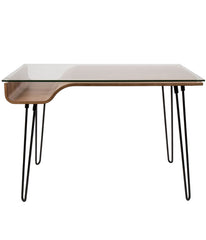 Avery Desk Walnut, Clear & Black