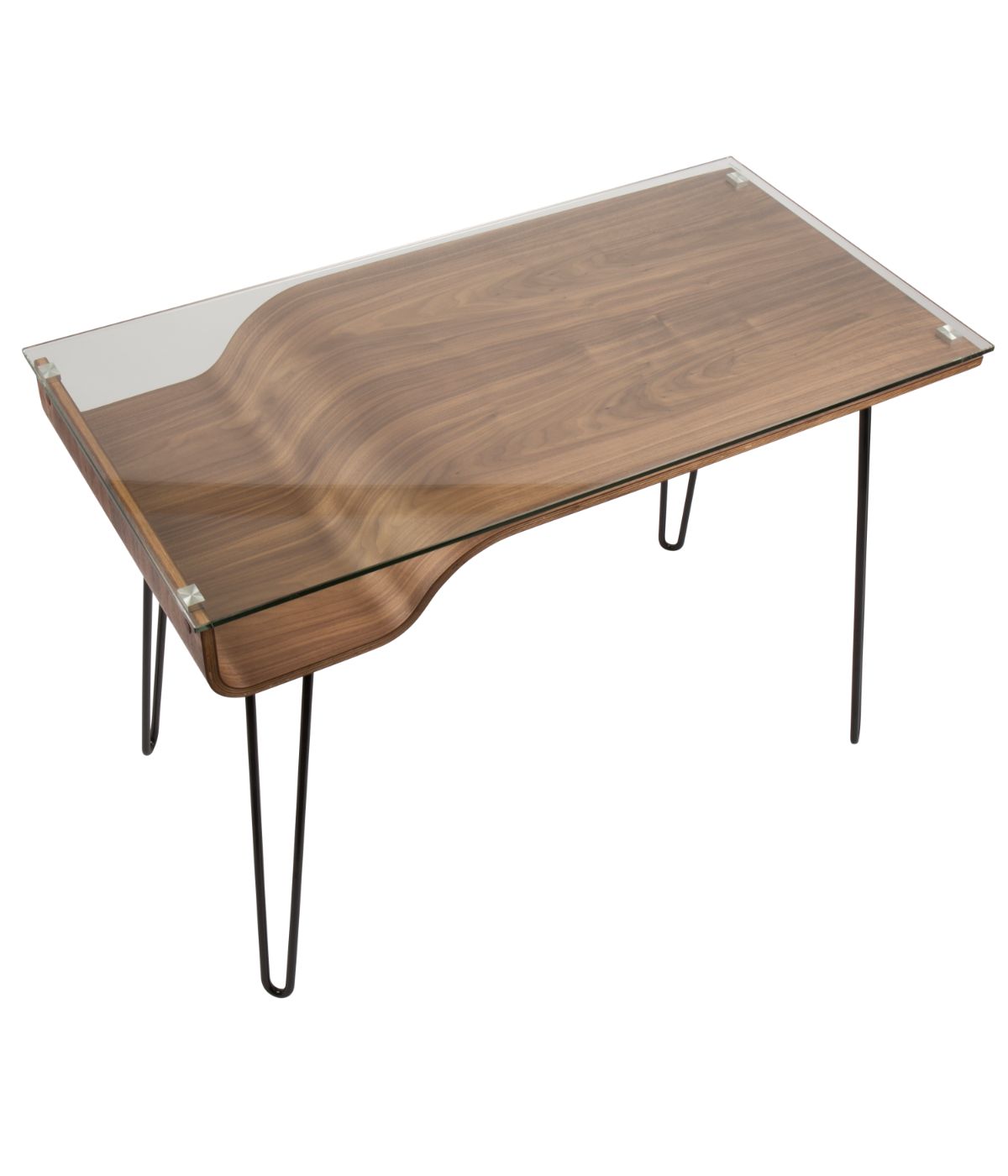  LumiSource Avery Desk Walnut, Clear & Black - Walnut, Clear & Black - Bonton