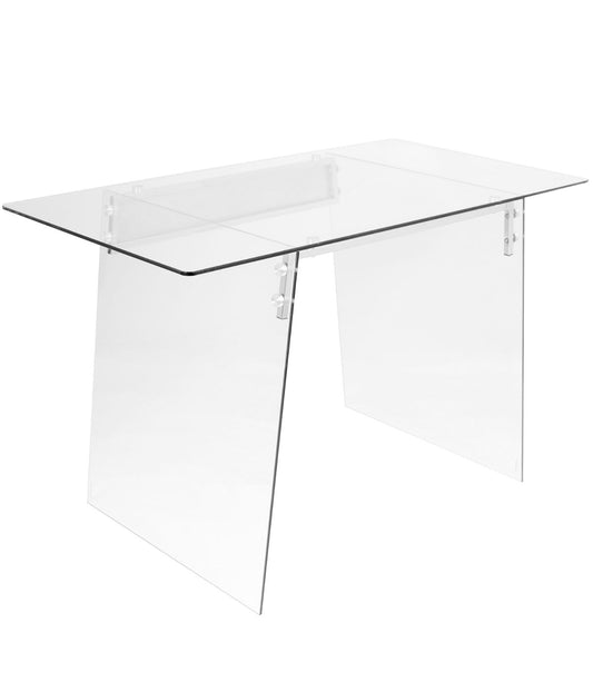 Glacier Office Desk Clear & Chrome