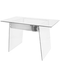 Glacier Office Desk Clear & Chrome