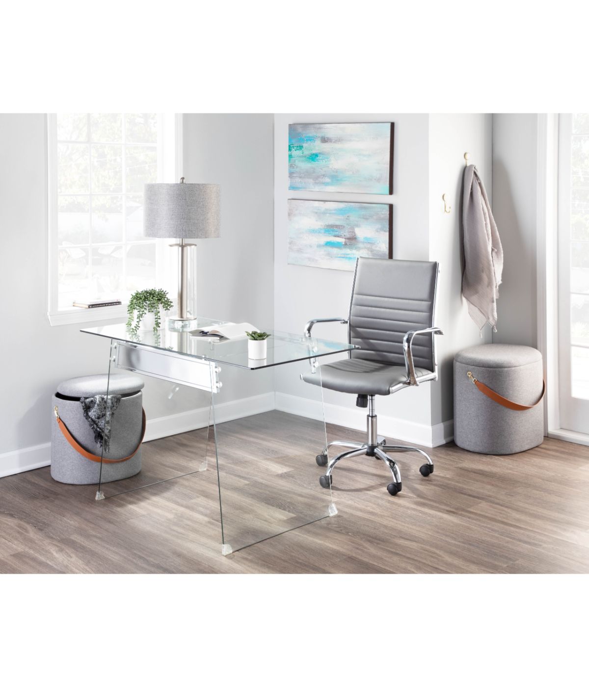  LumiSource Glacier Office Desk Clear & Chrome - Clear & Chrome - Bonton