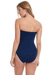 Onyx Bandeau One Piece Swimsuit-Navy/Gold