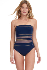 Onyx Bandeau One Piece Swimsuit-Navy/Gold