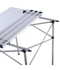 Roll Up Portable Folding Aluminum Camping Square Table With Bag (27-3 & 5'' ) Silver