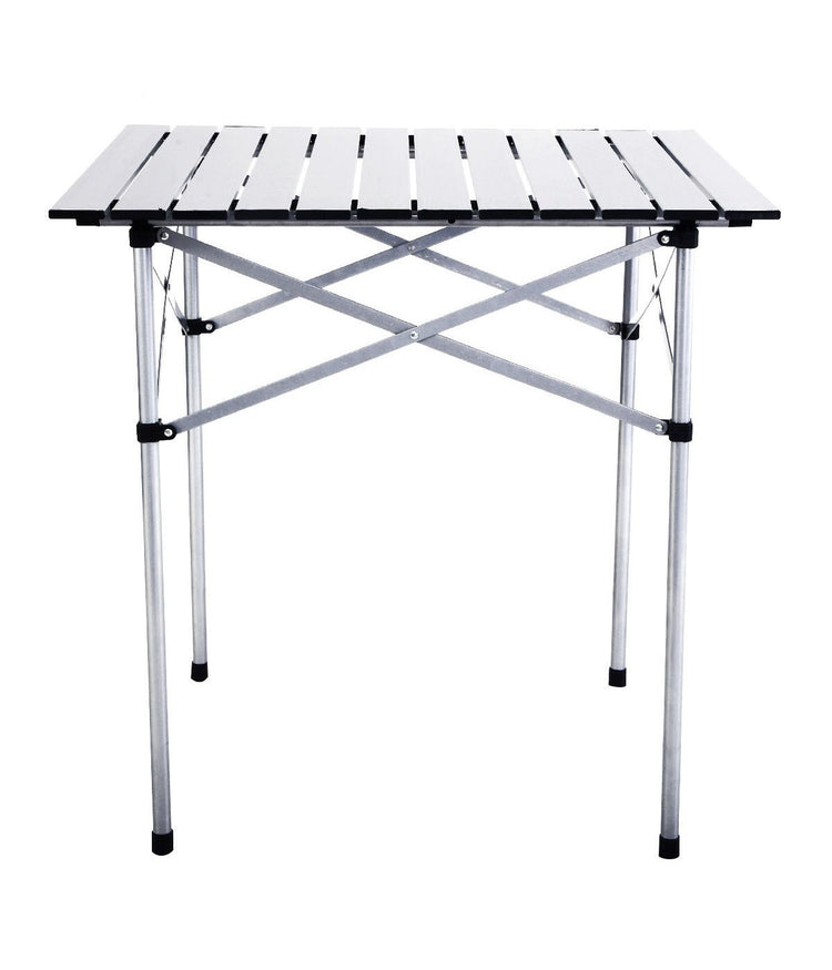 Roll Up Portable Folding Aluminum Camping Square Table With Bag (27-3 & 5'' ) Silver