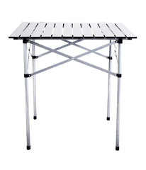 Roll Up Portable Folding Aluminum Camping Square Table With Bag (27-3 & 5'' ) Silver