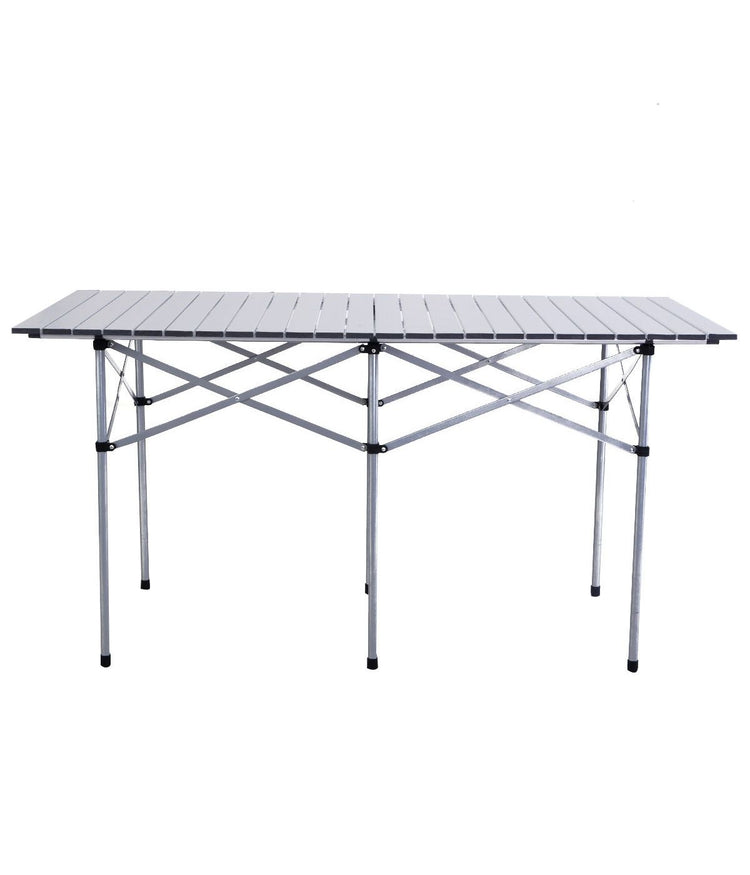 Roll Up Portable Folding Aluminum Camping Square Table With Bag (55'' ) Silver