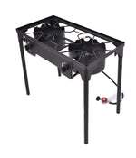 Double Burner Gas Propane Cooker Outdoor Camping Stove Stand BBQ Grill Black