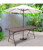 6' Folding Rattan Portable Dining Camping Table Brown