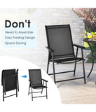 Patio Folding Dining Portable Camping Chairs For Garden With Armrest Set of 2 Black