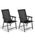 Patio Folding Dining Portable Camping Chairs For Garden With Armrest Set of 2 Black