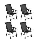 Patio Folding Dining Portable Chairs For Camping Garden With Armrest Set of 4 Black