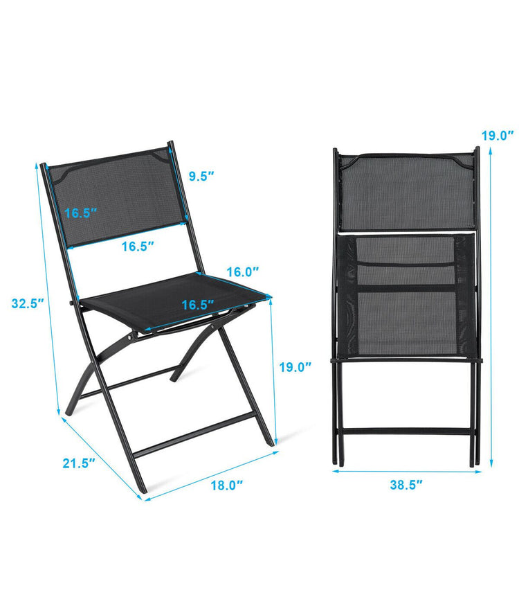 Outdoor Patio Folding Chairs For Camping Deck Garden Pool Beach Set of 4 Black