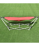 Portable Folding Hammock Lounge Camping Bed Steel Frame Stand With Carry Bag Red