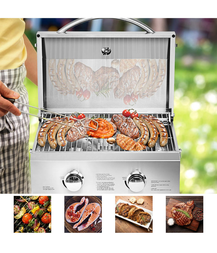 Stainless Steel Propane Grill For Outdoor Camping Silver