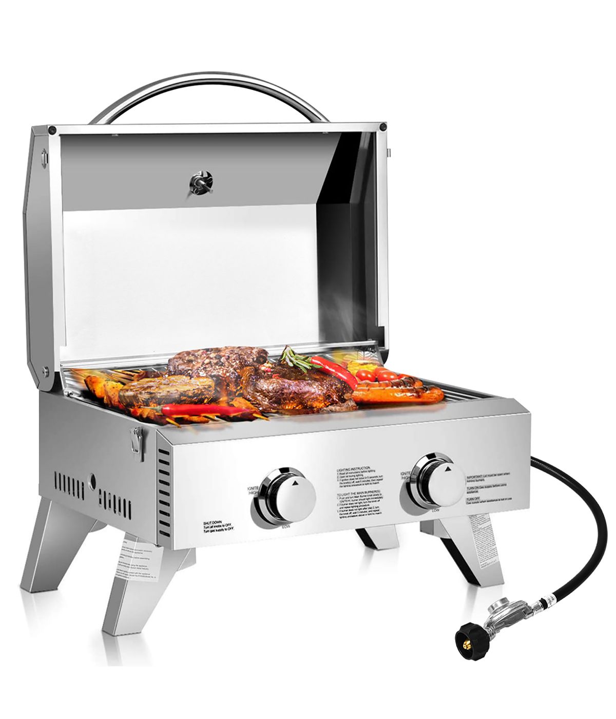  Stainless Steel Propane Grill For Outdoor Camping Silver - Silver - Bonton