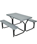 Camping Table Bench Set For Backyard Garden Patio (Party All Weather) Gray
