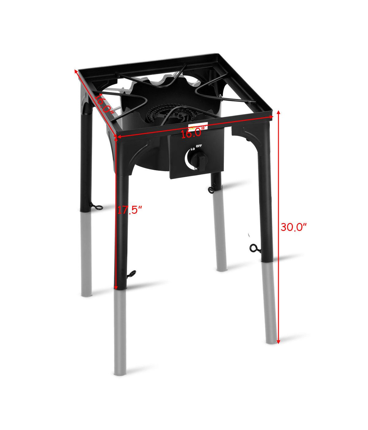 Portable Propane 100000BTU Single Burner Outdoor Camp Stove With Adjustable Legs Black