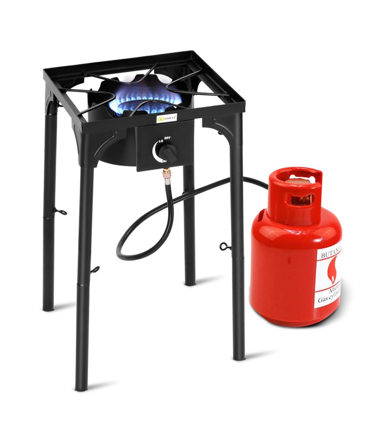 Portable Propane 100000BTU Single Burner Outdoor Camp Stove With Adjustable Legs Black