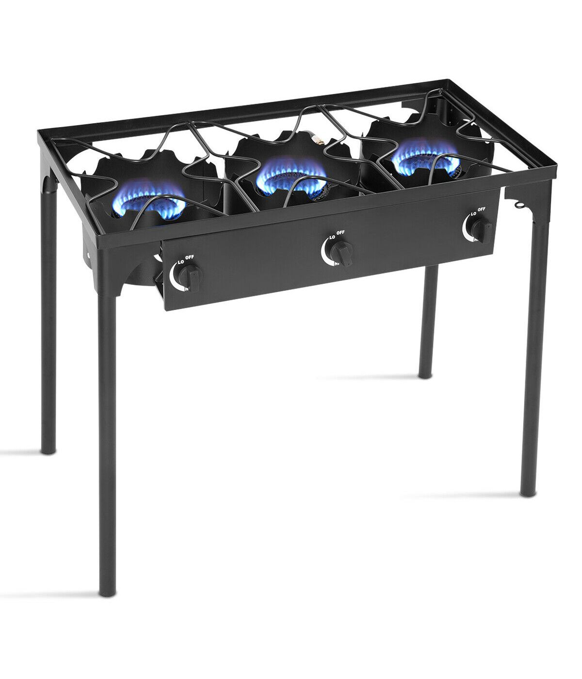  Portable Propane 225,000-BTU 3 Burner Gas Cooker BBQ Outdoor Camp Stove Black - Black - Bonton