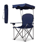 Portable Folding Beach Canopy Chair With Cup Holders & Bag For Camping Hiking Blue