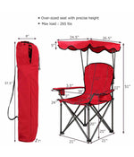 Portable Folding Beach Canopy Chair With Cup Holders & Bag For Camping Hiking Red