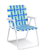 Folding Beach Camping Lawn Webbing Chair 1 Position Set of 6 Blue