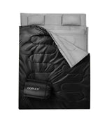 Double Sleeping Bag With 2 Pillows For Camping - Queen Size XL (2 Person) Black