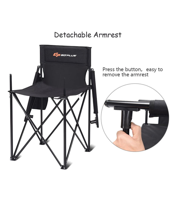 Portable 38'' Oversized High Folding Outdoor Camping Beach Chair Black