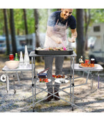 Foldable Kitchen Portable Grilling BBQ Table For Camping Light gray