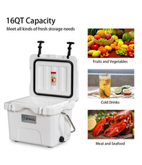 SKTAKOL 16 Quart Cooler Portable Ice Chest for 24 Cans for Camping White