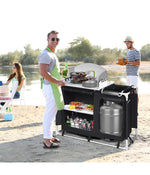 Portable BBQ Camping Grill Table Kitchen Sink Station With Storage Organizer Basin Black