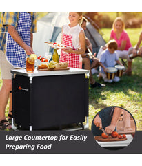 Portable BBQ Aluminum Camping Table Kitchen Cook Station With Storage Organizer Black