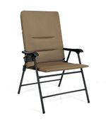 Patio Folding Portable Padded Chair With High Backrest & Cup Holder Brown