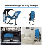 Foldable Rocking Padded Portable Camping Chair With Backrest & Armrest Blue
