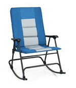 Foldable Rocking Padded Portable Camping Chair With Backrest & Armrest Blue