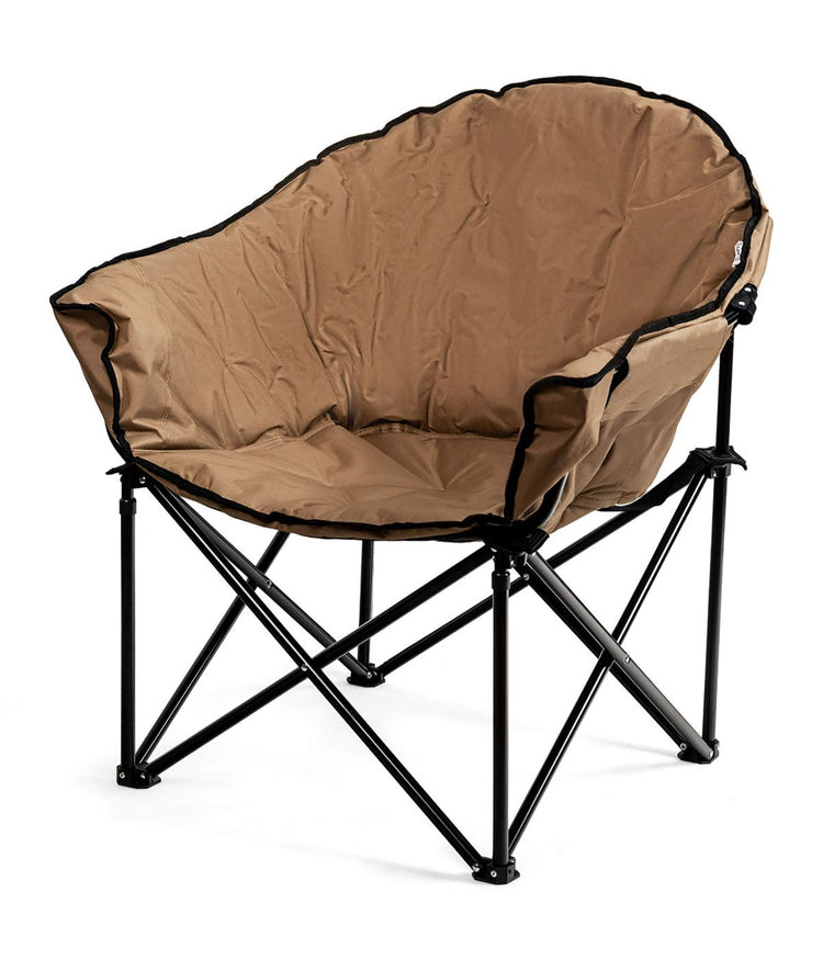 Folding Portable Moon Padded Camping Chair With Carry Bag & Cup Holder Brown