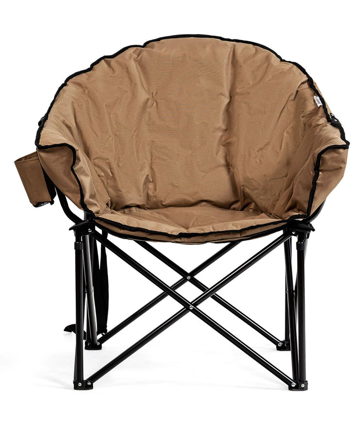 Folding Portable Moon Padded Camping Chair With Carry Bag & Cup Holder Brown